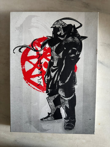 ONLY ONE AVAILABLE- HAND MADE -ANIME ALPHONSE ELRIC - FULLMETAL ALCHEMIST ART ON CANVA - FREE DELIVERY