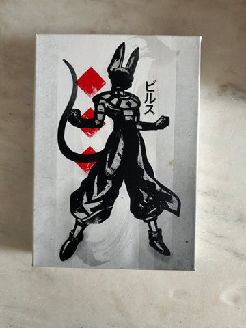 ONLY ONE AVAILABLE- HAND MADE -ANIME DRAGON BALLS - BEERUS ART ON CANVA - FREE DELIVERY