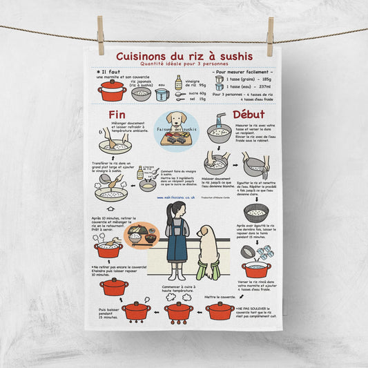 Tea towel "How to make sushi rice"