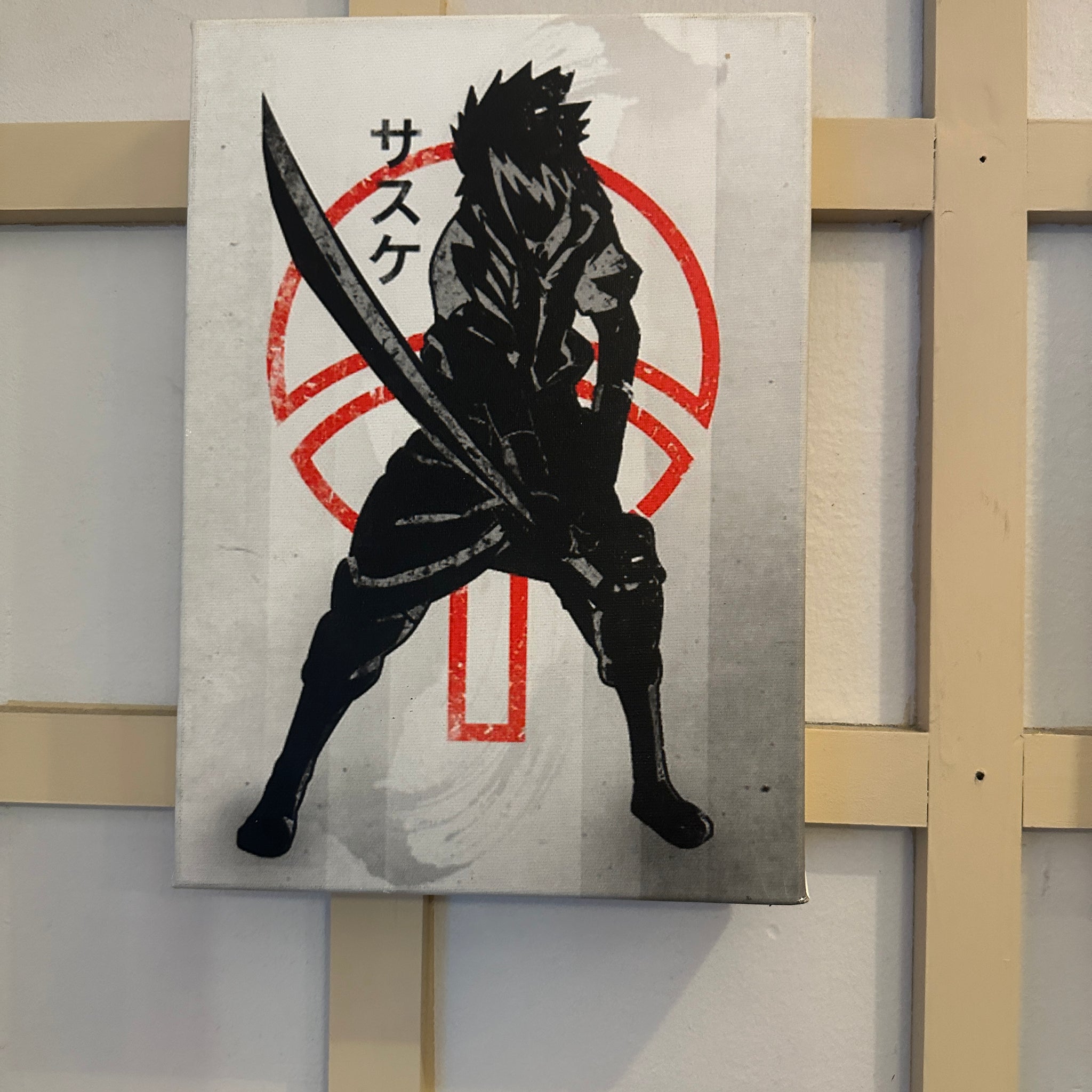 ONLY ONE AVAILABLE-  HAND MADE -ANIME NARUTO  - SASUKE  ART ON CANVA - FREE DELIVERY