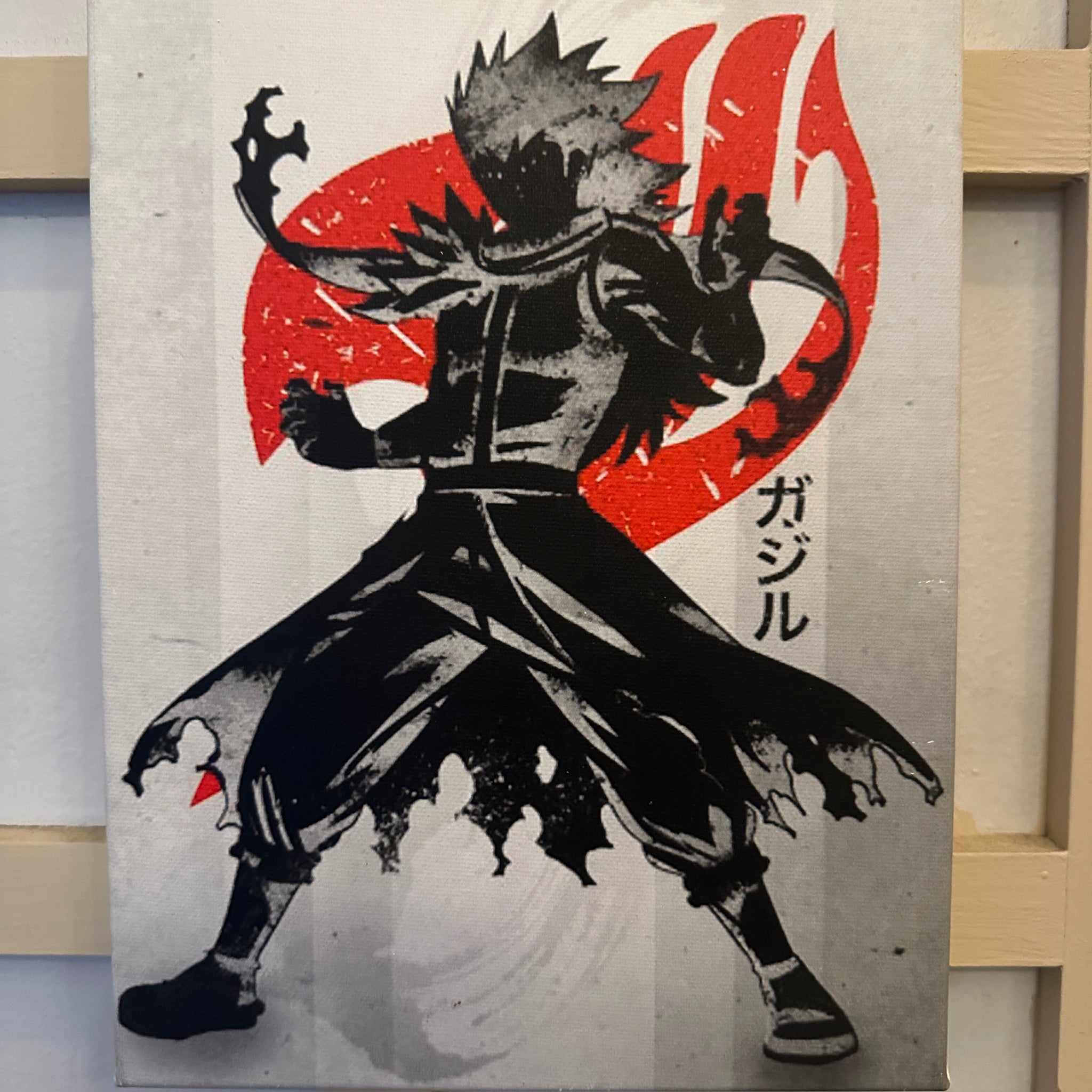 ONLY ONE AVAILABLE-  HAND MADE -ANIME FAIRY TAIL - GAJEEL REDFOX  ART ON CANVA - FREE DELIVERY