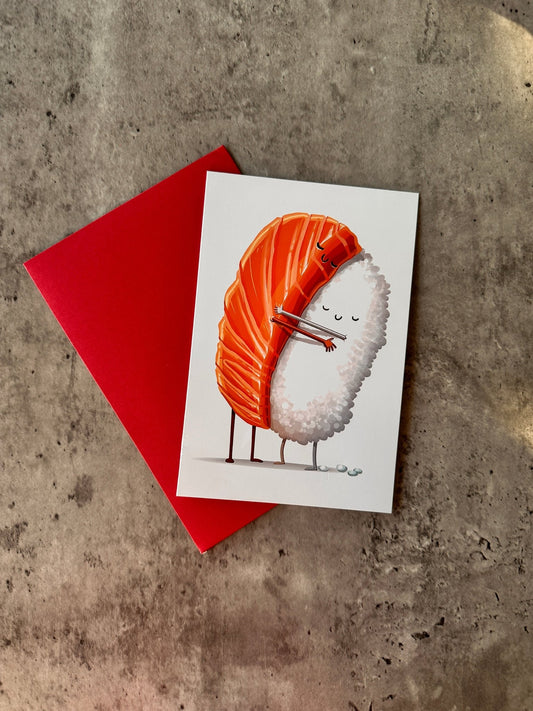 Sushi Hug Greeting Card - Give Someone a Hug and Smile